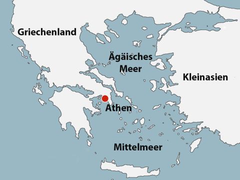 Diese Karte zeigt die Lage von Athen im antiken Griechenland. – Folie 1