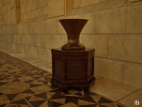 Schofar bedeutet Posaune und bezieht sich wahrscheinlich auf die trichterartige Bronzeöffnung, die die Münzen in die Holzkiste leitete. – Folie 13