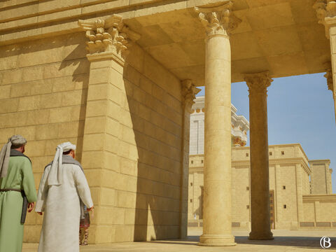 Das Dreifachtor führte zur Quaderhalle auf der Südseite des Heiligtums, wo sich früher der Sanhedrin versammelte. – Folie 9