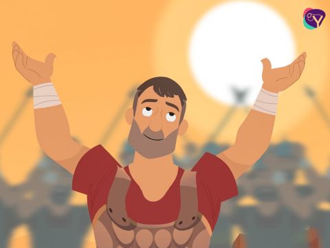 Willkommen zu einem neuen und aufregenden Abenteuer mit Josua. Er wird unser Held sein, während wir in die Vergangenheit reisen. – Folie 1