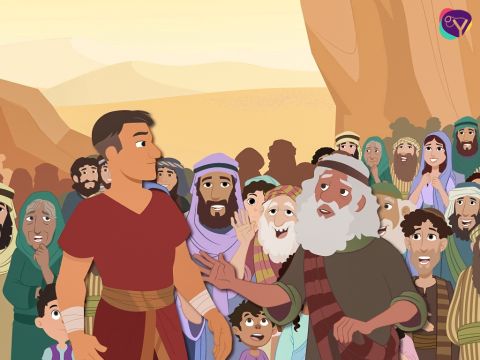 Nach Moses Tod ernannte Gott Josua zu ihrem Anführer. Josua war ein mutiger Mann, der Gott gehorchte. Sein Auftrag, das Volk Israel in das gelobte Land zu führen, war nicht einfach, doch der Herr versprach, bei ihm zu sein. – Folie 1