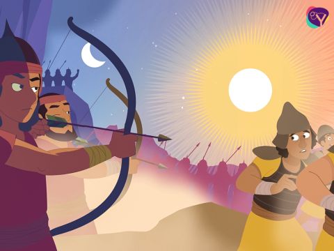 Da betete Josua voller Zuversicht zum Herrn: „Sonne, steh still über Gibeon, und Mond, steh still über dem Tal von Ajalon.“ – Folie 10