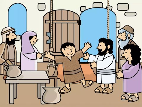 Jesus hatte ihn geheilt. Jetzt konnte er sich bewegen. Er konnte stehen. Er konnte sogar springen! – Folie 10