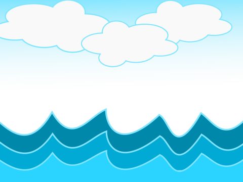 Dann sprach Gott: „Es werde ein Raum, der das Wasser in zwei Teile scheidet!“ Also schuf Gott den Raum und schied das Wasser. Ein Teil des Wassers war darüber, ein anderer darunter. Gott nannte diesen Raum „Himmel“. Es ward Abend und Morgen. Dies war der zweite Tag. – Folie 3