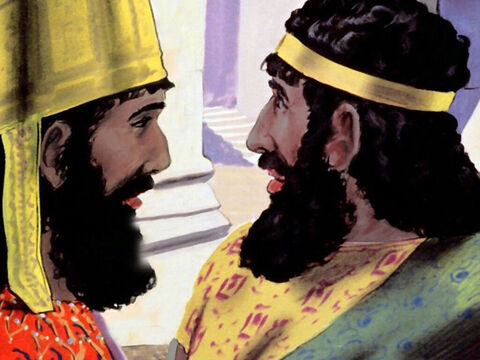 Der König sagte zu Haman: „Diese Leute, die Juden, sind dir gegeben, mach mit ihnen, was dir gefällt.“ – Folie 22