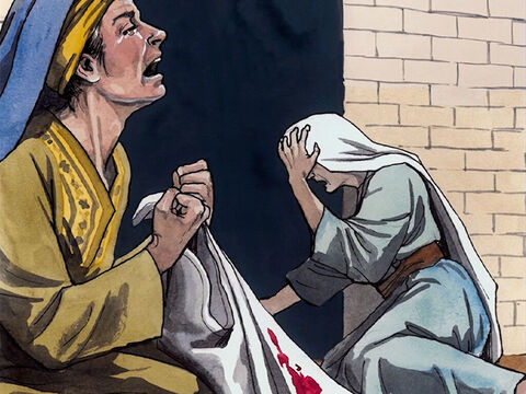 Da wurde erfüllt, was durch den Propheten Jeremia geredet ist, der spricht: »Eine Stimme ist in Rama gehört worden, Weinen und viel Wehklagen: Rahel beweint ihre Kinder, und sie wollte sich nicht trösten lassen, weil sie nicht mehr sind.« – Folie 5