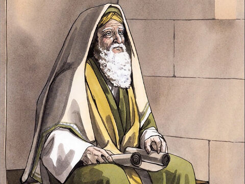 Und siehe, es war in Jerusalem ein Mensch, mit Namen Simeon; und dieser Mensch war gerecht und gottesfürchtig und wartete auf den Trost Israels; und der Heilige Geist war auf ihm. Und ihm war von dem Heiligen Geist eine göttliche Zusage zuteilgeworden, dass er den Tod nicht sehen werde, ehe er den Christus des Herrn gesehen habe. – Folie 3