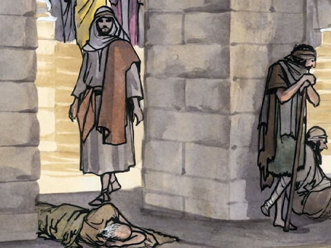 Als Jesus diesen daliegen sah und wusste, dass es schon lange Zeit so mit ihm steht, spricht er zu ihm: Willst du gesund werden? – Folie 4