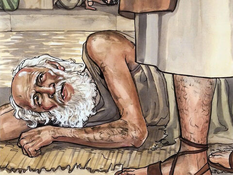 Der Kranke antwortete ihm: Herr, ich habe keinen Menschen, dass er mich, wenn das Wasser bewegt worden ist, in den Teich wirft; während ich aber komme, steigt ein anderer vor mir hinab. – Folie 5