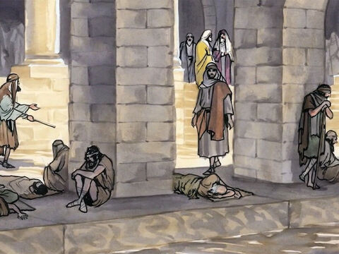 Jesus spricht zu ihm: Steh auf, nimm dein Bett auf und geh umher! – Folie 6