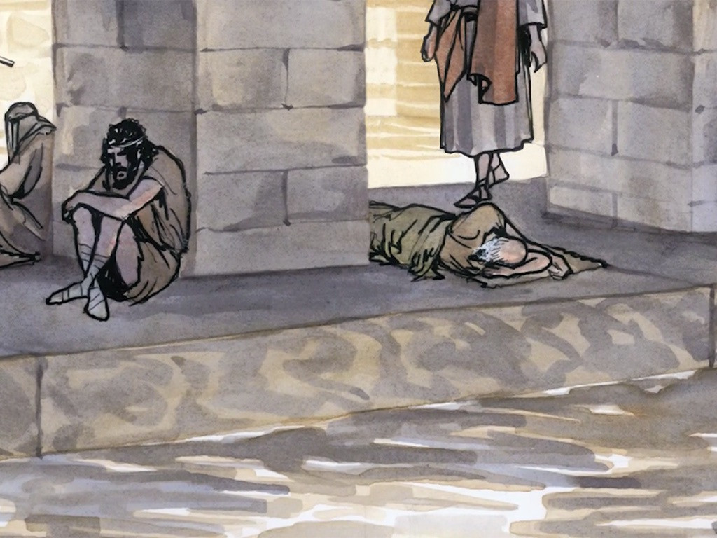Gratis Bilder zur Bibel Jesus heilt einen Gelähmten am Teich
