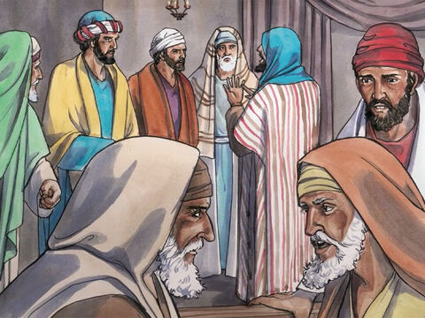 Sie aber wurden mit Unverstand erfüllt und besprachen sich untereinander, was sie Jesus tun sollten. – Folie 8
