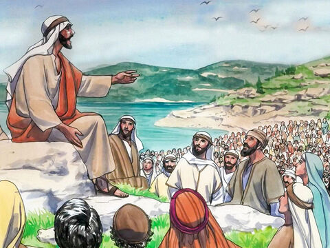 Jesus lehrte seine Jünger auf einem Berg. – Folie 1