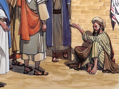 Jesus antwortete: Weder dieser hat gesündigt noch seine Eltern, sondern damit die Werke Gottes an ihm offenbart werden. – Folie 2