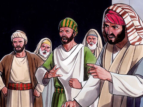 Dies sagten seine Eltern, weil sie die Juden fürchteten; denn die Juden waren schon übereingekommen, dass, wenn jemand ihn als Christus bekennen würde, er aus der Synagoge ausgeschlossen werden sollte. Deswegen sagten seine Eltern: Er ist mündig, fragt ihn! – Folie 2