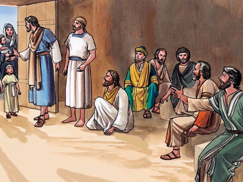 Jesus aber rief sie herbei und sprach: Lasst die Kinder zu mir kommen und wehrt ihnen nicht! – Folie 3