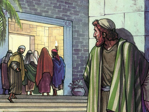 Petrus aber folgte ihm von Weitem bis zu dem Hof des Hohen Priesters – Folie 3