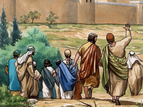 (Lk 24,52–53) Und sie warfen sich vor ihm nieder und kehrten nach Jerusalem zurück mit großer Freude; – Folie 11