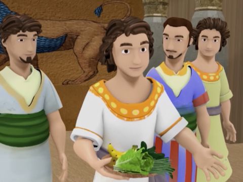 „Bitte, Herr, teste deine Diener zehn Tage lang, indem du uns etwas Gemüse zu essen und nur Wasser zu trinken gibst?“ – Folie 11