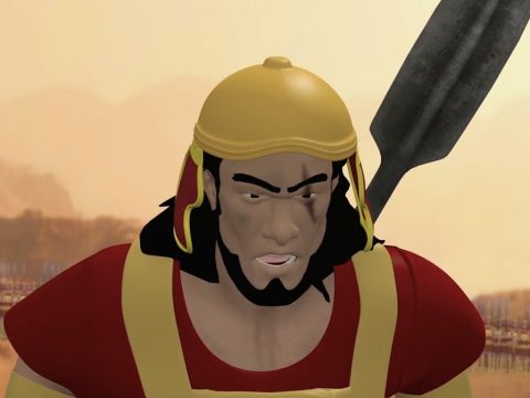 „Aber wenn ich ihn besiege, werdet ihr unsere Diener und dient den Philistern.“ – Folie 5