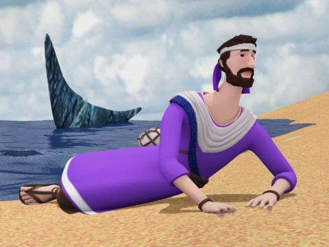 Und der Herr gebot dem Fisch, und er spie Jona ans Land. – Folie 18