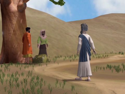 Petrus, ein Apostel Jesu, reiste durch das Land.<br/>Er besuchte die Gemeinde in Lydda. – Folie 1