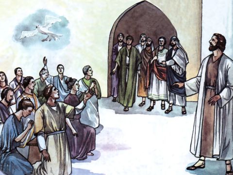 „Simon Petrus hat uns beschrieben, wie Gott zuerst eingriff, um aus den Heiden ein Volk für seinen Namen zu erwählen.“ – Folie 3