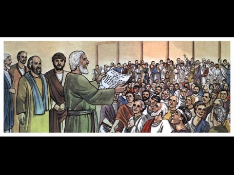 Judas und Silas, die selbst Propheten waren, sagten viel, um die Gläubigen zu ermutigen und zu stärken. – Folie 9