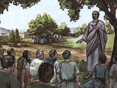Paulus und Barnabas aber blieben in Antiochia, wo sie und viele andere das Wort des Herrn lehrten und predigten. – Folie 12