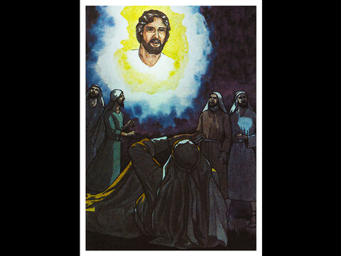 Der sprach: Ich bin Jesus, den du verfolgst. Steh auf und geh in die Stadt; da wird man dir sagen, was du tun sollst.<br/>Die Männer aber, die seine Gefährten waren, standen sprachlos da; denn sie hörten zwar die Stimme, sahen aber niemanden. – Folie 5