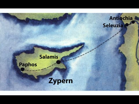 Sie reisten durch die ganze Insel, bis sie nach Paphos kamen. – Folie 10