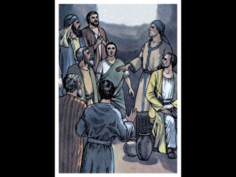 Während sie den Herrn anbeteten und fasteten, sagte der Heilige Geist: „Sondert mir Barnabas und Saulus für die Arbeit aus, zu der ich sie berufen habe.“ – Folie 6