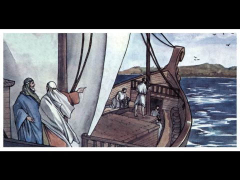 Die beiden gingen, vom Heiligen Geist gesandt, nach Seleukia hinunter und segelten von dort nach Zypern. – Folie 8
