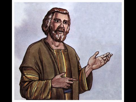 Nach langer Diskussion stand Petrus auf und sprach zu ihnen: „Brüder, ihr wisst, dass Gott vor einiger Zeit unter euch bestimmt hat, dass die Heiden aus meinem Mund die Botschaft des Evangeliums hören und glauben.” – Folie 11