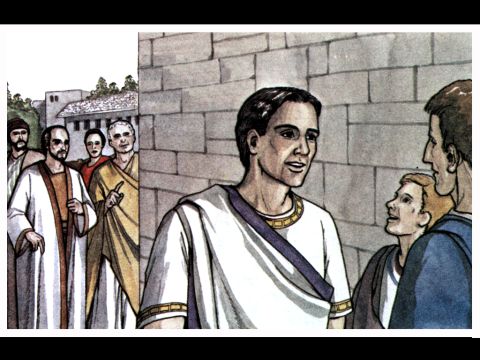 Die Gläubigen in Lystra und Ikonion sprachen gut von Timotheus. Deshalb bat Paulus ihn, ihn und Silas auf ihrer Reise zu begleiten. – Folie 6