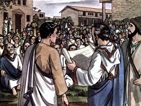 Paulus und seine Gefährten zogen durch Phrygien und Galatien, nachdem sie vom Heiligen Geist davon abgehalten worden waren, das Wort in der Provinz Asien zu predigen. Als sie an die Grenze Mysiens kamen, versuchten sie, nach Bithynien einzureisen, doch der Geist Jesu ließ es nicht zu. – Folie 8