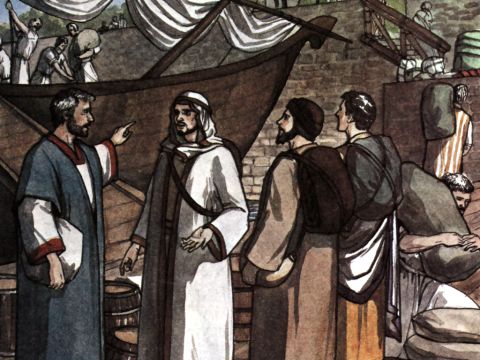 Nachdem Paulus die Vision gesehen hatte, machten sie sich sofort bereit, nach Mazedonien aufzubrechen, da sie schlussfolgerten, dass Gott sie berufen hatte, das Evangelium zum ersten Mal in Europa zu predigen. – Folie 10