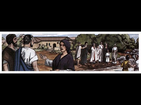 Als sie und ihre Hausgenossen getauft waren, lud sie uns zu sich nach Hause ein. „Wenn ihr mich für einen Gläubigen des Herrn haltet“, sagte sie, „dann kommt und bleibt in meinem Haus.“ Sie nahmen ihre Gastfreundschaft gern an. – Folie 15
