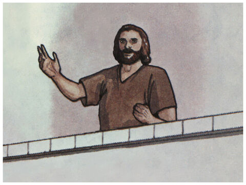 Ihr Brüder, es sei erlaubt, mit Freimütigkeit zu euch zu reden über den Patriarchen David, dass er gestorben und begraben und sein Grab bis auf diesen Tag unter uns ist. Da er nun ein Prophet war und wusste, dass Gott ihm mit einem Eid geschworen hatte, einen seiner Nachkommen auf seinen Thron zu setzen, hat er voraussehend von der Auferstehung des Christus geredet, dass er weder im Hades zurückgelassen worden ist noch sein Fleisch die Verwesung gesehen hat. – Folie 6