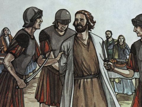 Als er sah, dass dies bei den Juden auf Zustimmung stieß, ergriff er auch Petrus. Dies geschah während des Festes der ungesäuerten Brote. – Folie 2