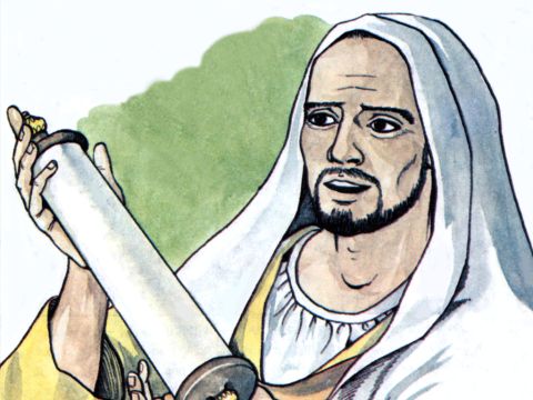 „Liebe Mitkinder Abrahams und ihr gottesfürchtigen Heiden, an uns wurde diese Botschaft der Erlösung gesandt. Die Einwohner Jerusalems und ihre Herrscher erkannten Jesus nicht an, doch indem sie ihn verurteilten, erfüllten sie die Worte der Propheten, die jeden Sabbat vorgelesen werden.“ – Folie 11