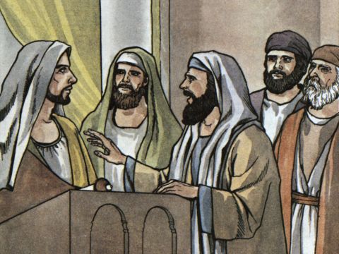 Als Paulus und Barnabas die Synagoge verließen, wurden sie vom Volk eingeladen, am nächsten Sabbat weiter über diese Dinge zu sprechen. – Folie 17