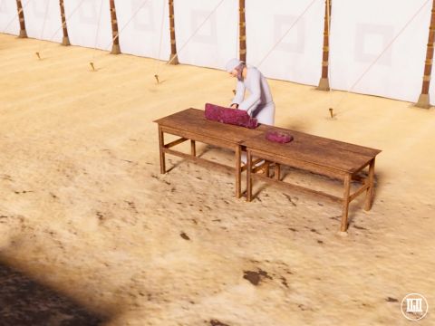Die Israeliten brachten Gott täglich Opfer auf dem bronzenen Altar dar (2. Mose 29,38). Als die ersten Priester ihren Dienst in der Stiftshütte begannen, verzehrte Feuer aus der Gegenwart des Herrn das Opfer (3. Mose 9,24). Gemäß 3. Mose 6,13 musste das Feuer des Altars ständig brennen. – Folie 6