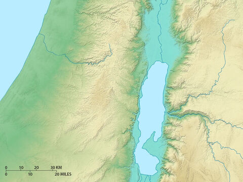 Karte von Südisrael mit dem Toten Meer, den judäischen Hügeln und der Küstenebene. – Folie 9