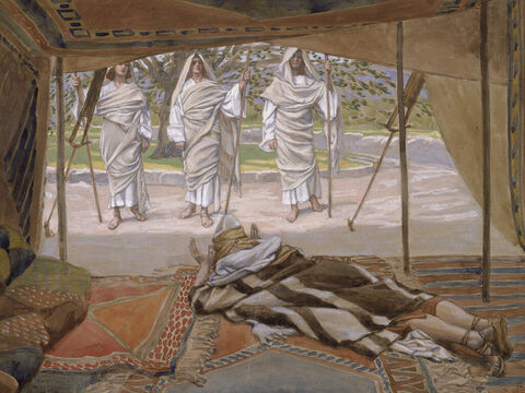 Abraham und die drei Engel.<br/>(Ausschnitt)<br/>James Tissot (1836-1902) – The Jewish Museum, New York. – Folie 2