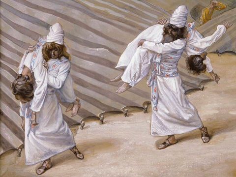 Die Leichname werden weggetragen.<br/>(Ausschnitt)<br/>James Tissot (1836-1902) – The Jewish Museum, New York. – Folie 4