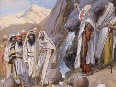 Mose schlägt den Felsen.<br/>(Ausschnitt)<br/>James Tissot (1836-1902) – The Jewish Museum, New York. – Folie 14