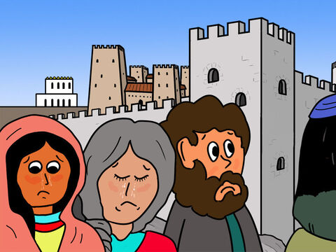… aber andere waren sehr aufgebracht und trauerten. Unter ihnen waren Maria, die Mutter Jesu, der Jünger Johannes und Maria, die aus der Stadt Magdala stammte. – Folie 20