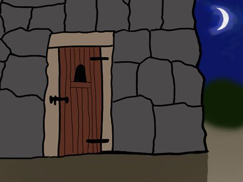 Dann, gegen Mitternacht, sandte Gott ein Erdbeben, das das ganze Gefängnis erschüttern ließ. – Folie 21