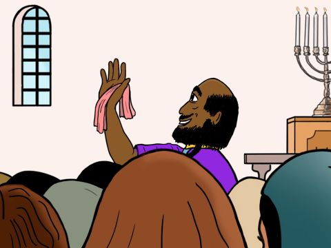 In der Bibel steht auch geschrieben, dass Gott viele ungewöhnliche, herrliche und mächtige Dinge getan hat. Sie nahmen zum Beispiel Gebetstücher, die Paulus berührt hatte, und schickten sie den Kranken, die nicht in den Lehrsaal kommen konnten. – Folie 15